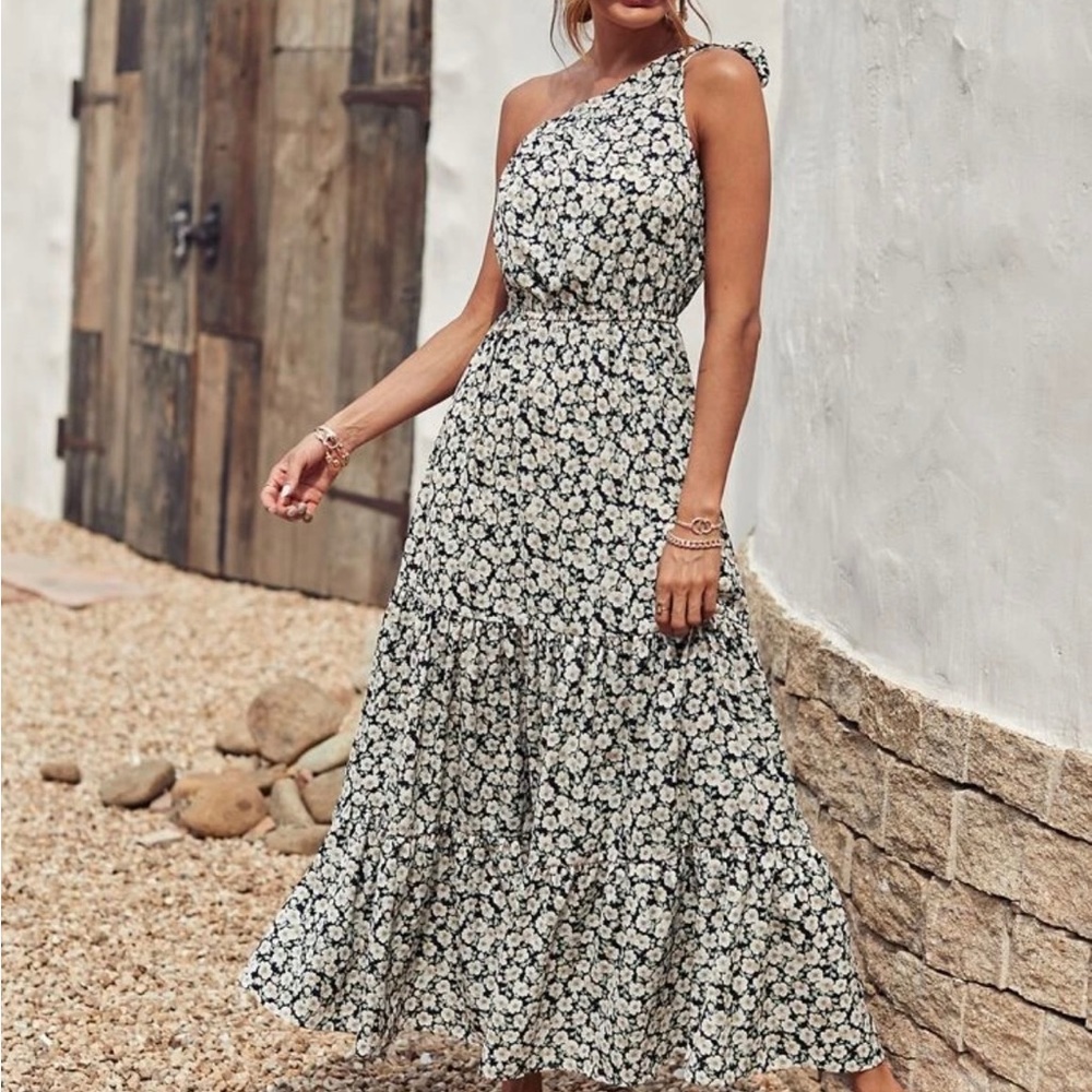 One Shoulder A-Line Dress